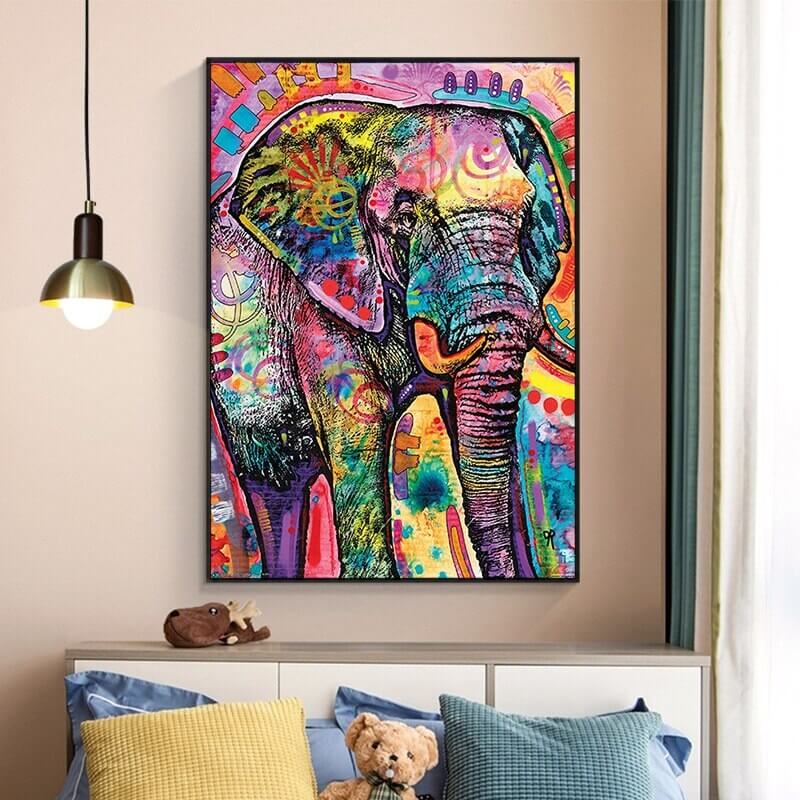 Gekleurde olifant v.a. 50x70cm Diamond painting | Eigen foto | Dieren | Kopen | Dikke dames | Action | Nederland | Steentjes | Diamant | De Diamond Painter