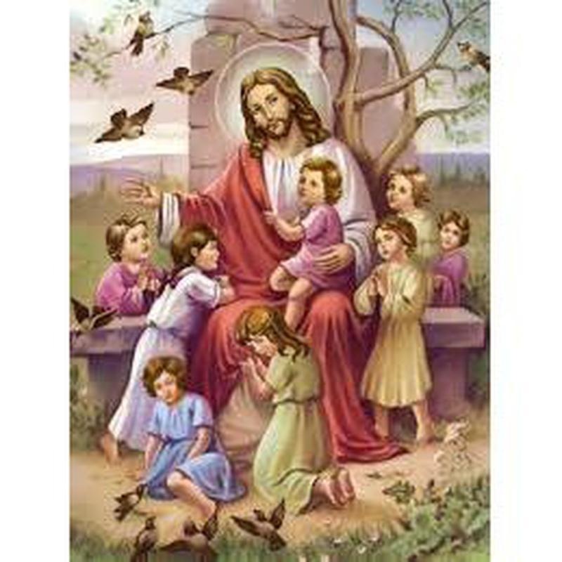 Jezus met kinderen Diamond painting | Eigen foto | Dieren | Kopen | Dikke dames | Action | Nederland | Steentjes | Diamant | De Diamond Painter