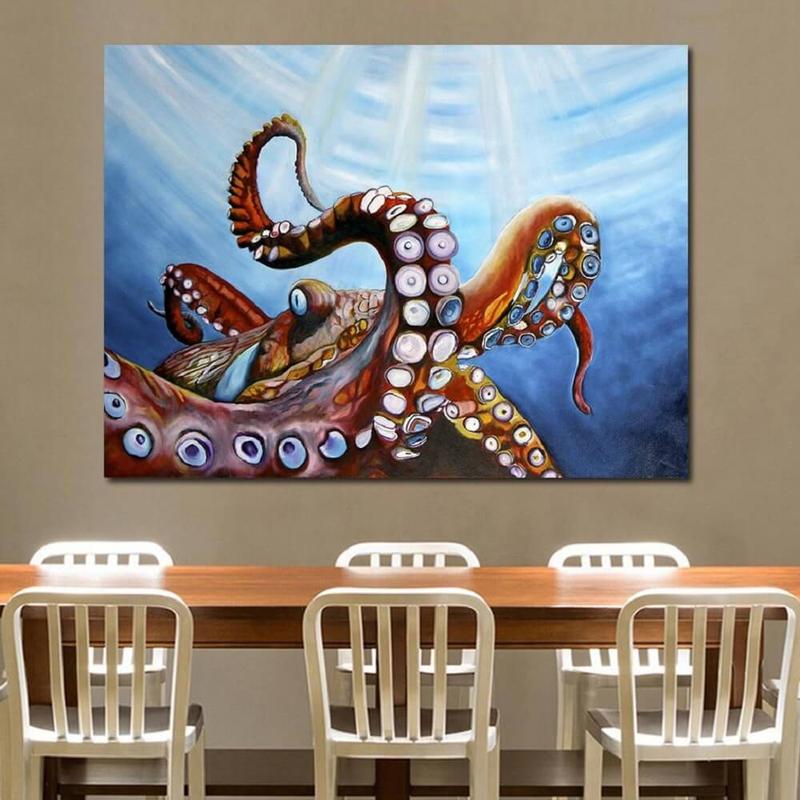 Octopus v.a. 50x70cm Diamond painting | Eigen foto | Dieren | Kopen | Dikke dames | Action | Nederland | Steentjes | Diamant | De Diamond Painter
