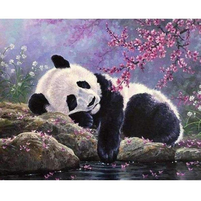 Slapende panda Diamond painting | Eigen foto | Dieren | Kopen | Dikke dames | Action | Nederland | Steentjes | Diamant | De Diamond Painter